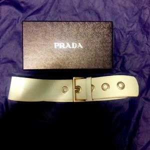 Prada baby blue leather belt